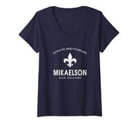 Donna Vintage Town Mikaelson New Orleans Sempre e per Sempre Maglietta con Collo a V, Navy, XL