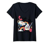 Donna Vintage Toy Nostalgia Retro Rainbow Phone e Popper Maglietta con Collo a V