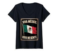 Donna Vintage Viva Messico, Long Live My People, Orgogliosa Maglietta con Collo a V