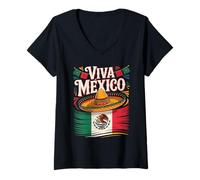 Donna Vintage Viva Messico, Long Live My People, Orgogliosa Maglietta con Collo a V