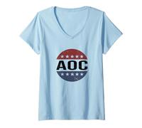 Donna Vintage Vote Alexandria Ocasio-Cortez President 2028 AOC Maglietta con Collo a V