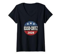 Donna Vintage Vote Alexandria Ocasio-Cortez President 2028 AOC Maglietta con Collo a V