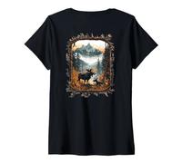 Donna Vintage Wildlife Nature Trees and Forest | Stampa sul retro Maglietta con Collo a V