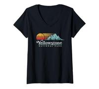 Donna Vintage Yellowstone National Park Retro Maglietta con Collo a V