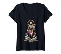 Donna Vintagecore Gotico Scheletro Proverbi 31:25 Forza Dignità Maglietta con Collo a V