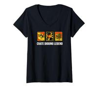 Donna Vinyl Record Collector Crate Digging Legend Maglietta con Collo a V