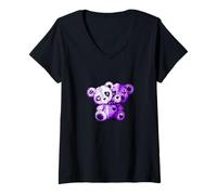 Donna Viola Colore Evil Twin-v2 Viola Grafica Maglietta con Collo a V