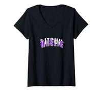 Donna Viola Colore Hustle Every Which Way Viola Grafica Maglietta con Collo a V