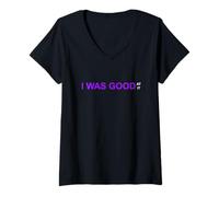 Donna Viola Colore I Was Good At It Grafica Viola Maglietta con Collo a V