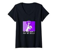 Donna Viola Hush Now Distressed Viola Grafica Maglietta con Collo a V