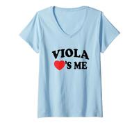 Donna Viola Loves Me Retro Name Maglietta con Collo a V