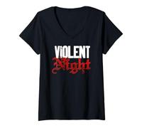 Donna Violent Night Logo Maglietta con Collo a V