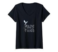 Donna Violento Little Thing Dragon Fantasy Storm Dragonrider Maglietta con Collo a V