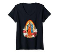 Donna Virgen De Guadalupe Mexican Pride Our Lady of Guadalupe Maglietta con Collo a V