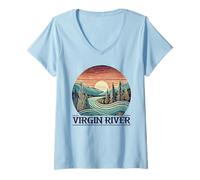 Donna Virgin River T-Shirt Retro Minimalist River Virgin Maglietta con Collo a V