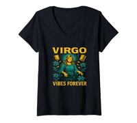 Donna Virgo Vibes Forever Astrologia Zodiaco Vergine Oroscopo Maglietta con Collo a V