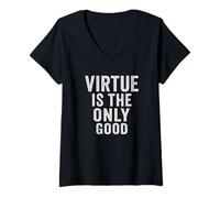 Donna Virtue is the only good., vintage, citazione, design Maglietta con Collo a V