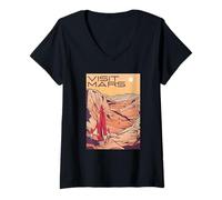 Donna Visit Mars Spacecraft Space Travel Martian Landscape Maglietta con Collo a V