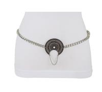 Donna Vita Alta Hip Moda Metallo Argento Catena Cintura Luna Charm Fibbia Xs S M