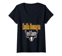 Donna Vita Emilia Romagna Frasi e Grafica Passione Maglietta con Collo a V