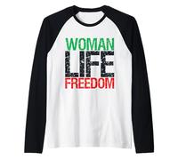 Donna Vita libertà Iran Iraniano Patriottico Slogan Vintage Maglia con Maniche Raglan
