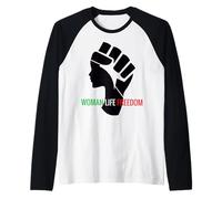 Donna Vita libertà Iran Zan Zendegi Azadi Maglia con Maniche Raglan
