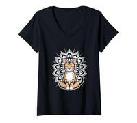 Donna Vita spirituale Energia Guaritore Reiki Meditazione Gatto Maglietta con Collo a V