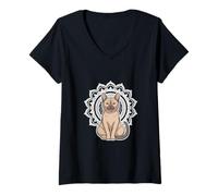 Donna Vita spirituale Energia Guaritore Reiki Meditazione Gatto Maglietta con Collo a V