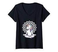 Donna Vita spirituale Energia Guaritore Reiki Meditazione Unicorno Maglietta con Collo a V