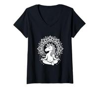 Donna Vita spirituale Energia Guaritore Reiki Meditazione Unicorno Maglietta con Collo a V