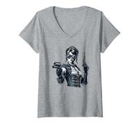Donna Vittoriano Steam Punk Assassino E Steampunk Mondo Estetica Maglietta con Collo a V
