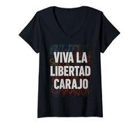 Donna Viva la Libertad carajo - Javier Milei La Libertad avanza Maglietta con Collo a V