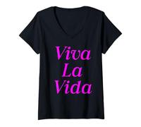 Donna Viva La Vida Vita dal vivo Maglietta con Collo a V