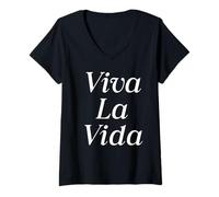 Donna Viva La Vida Vita dal vivo Maglietta con Collo a V