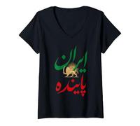Donna Viva l'Iran Shir o Khorshid Leone iraniano e Sole Maglietta con Collo a V