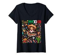 Donna Viva Mexico Mexican Independence Day Ragazzi Ragazze Bambini Maglietta con Collo a V