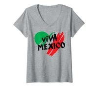 Donna Viva Mexico Pride Proud Mexicans Emblem Patriotic Fiesta Maglietta con Collo a V