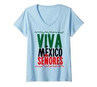 Donna Viva México Señores Mexicans Patriotic Cinco de Mayo Fiesta Maglietta con Collo a V