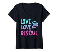 Donna Vivere amore salvataggio diritti animali rifugio animale lavoratore Maglietta con Collo a V