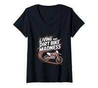 Donna Vivere che Dirt Bike Madness Dirt Bike Equitazione Maglietta con Collo a V