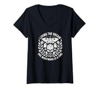 Donna Vivere Il Sogno Un Incubo alla Volta Funny Goth Vintage Maglietta con Collo a V