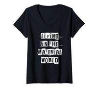 Donna Vivere nel Mondo Materiale Maglietta con Collo a V
