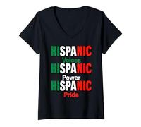 Donna Voci ispaniche Power Pride Apparel Mexican Heritage Colors Maglietta con Collo a V