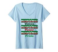 Donna Voci ispaniche Power Pride Apparel Mexican Heritage Colors Maglietta con Collo a V