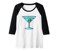 Donna Vodka Martini Olive Grafica Maglia con Maniche Raglan