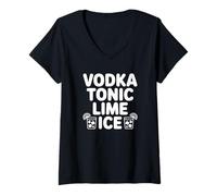 Donna Vodka Tonic Lime Ice - Bere Alcol Divertente Maglietta con Collo a V