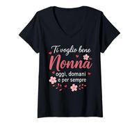 Donna Voglio Bene Nonna Oggi Domani Sempre Maglietta con Collo a V