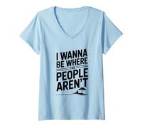 Donna Voglio Essere Dove Le Persone Non Sono Divertenti Maglietta con Collo a V
