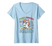 Donna Voglio Essere Uno Scienziato Unicorn Girl Empowerment Maglietta con Collo a V