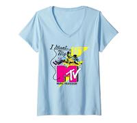 Donna Voglio Il Mio Logo televisivo MTV Retro Astronaut Music Maglietta con Collo a V